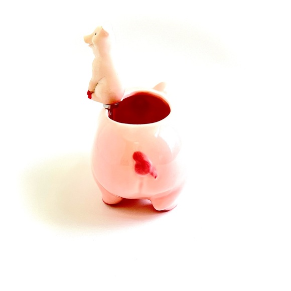 Vintage Boston Warehouse Ceramic Pink Pig Cheese Dip Bowl with Piglet Spreader - Picture 4 of 9